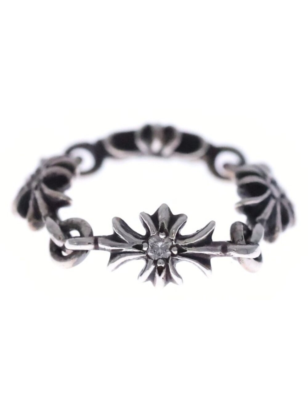 Chrome Hearts Tny CH Pls Dia Tiny CH Plus Diamond Ring Silver
